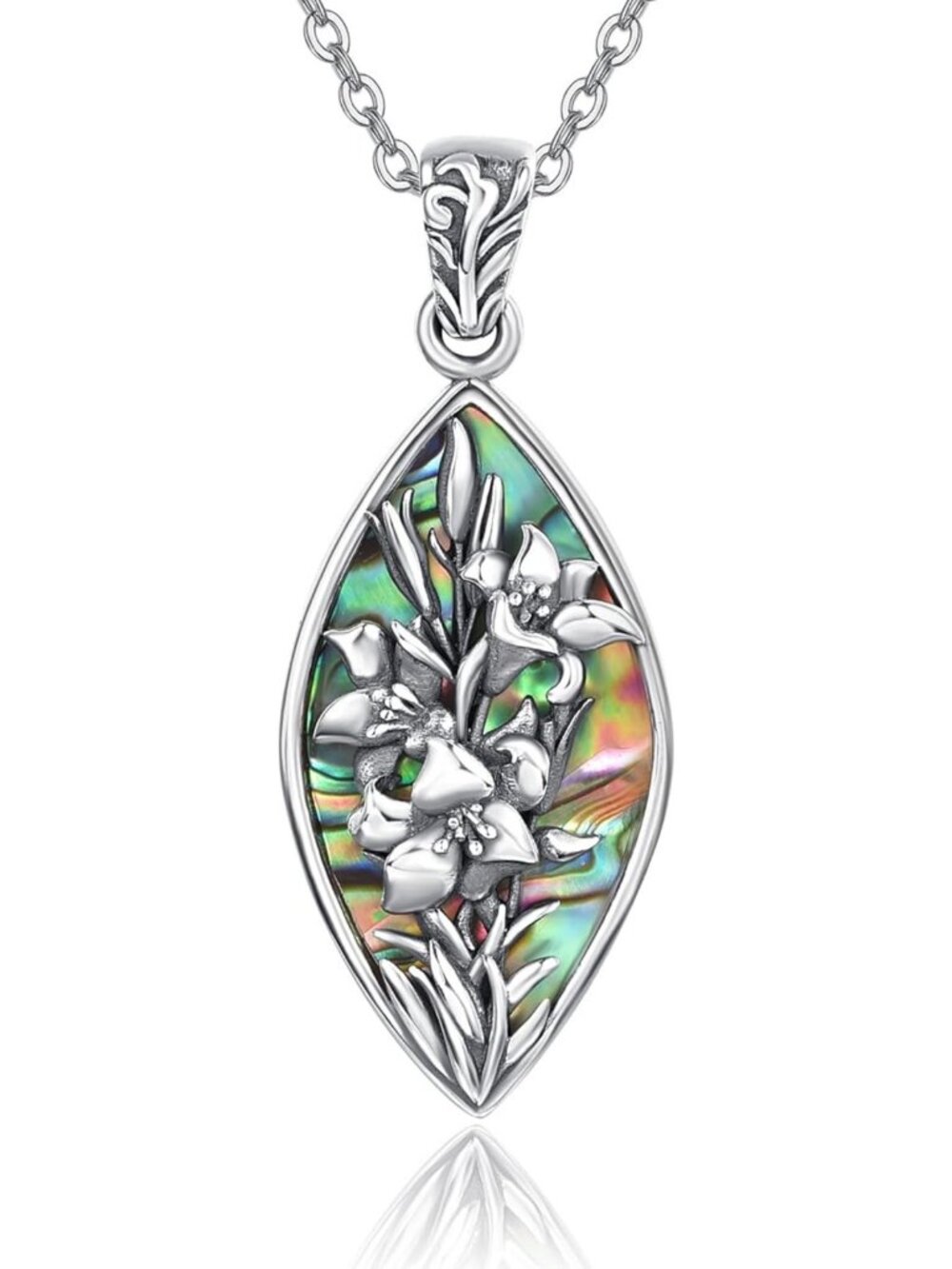 Sterling Silver Pendant Necklace - Elephant, Orchid, Bear, Sun, Moon